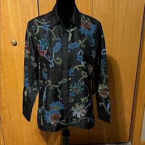 NWT VTG. Laura Ashley silk jacket/button down. Embroidered and beaded. Sz. S